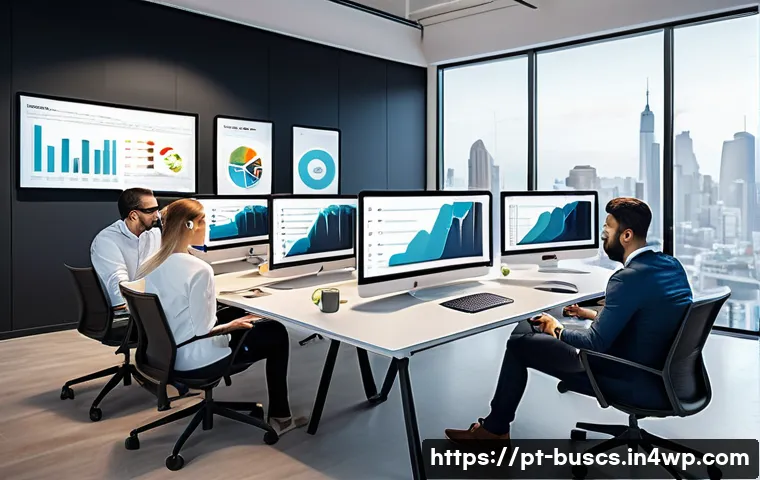 인 미디어 비즈니스에서의 콘텐츠 전파 전략 - A modern digital marketing workspace scene featuring a diverse team of professionals collaborating a...