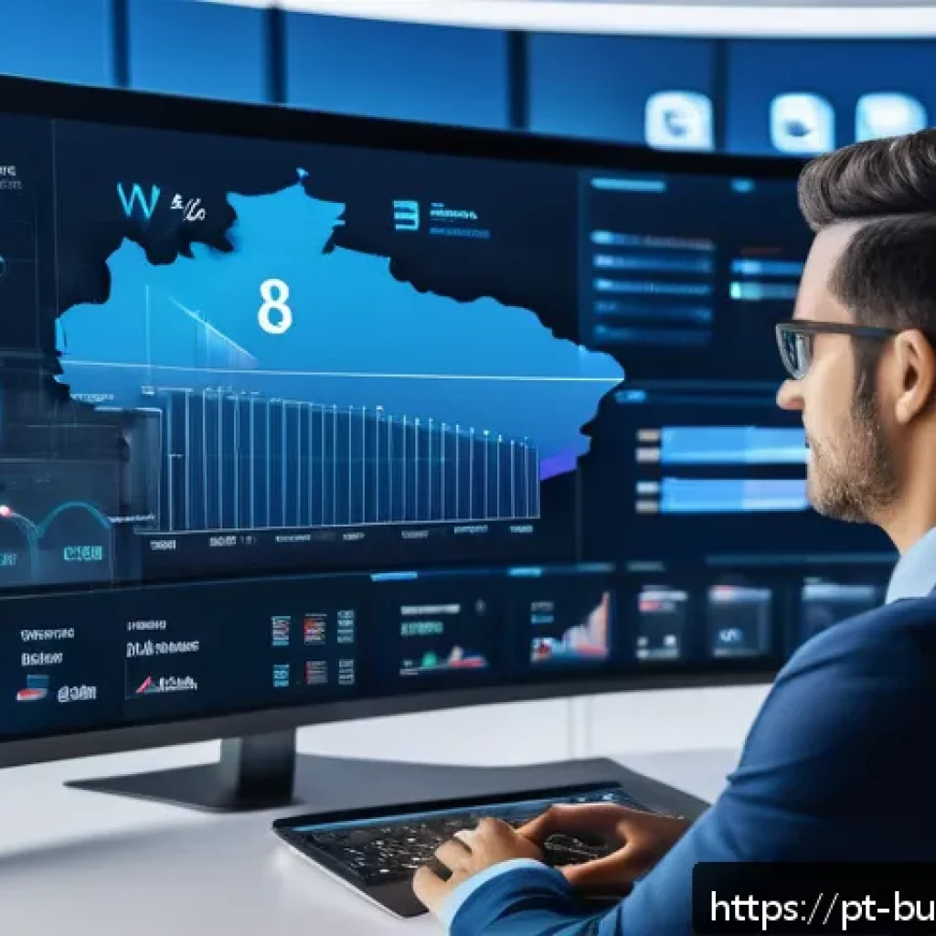 인 미디어 비즈니스에서의 데이터 분석 활용법 - A modern digital marketing control room with large interactive screens displaying real-time data ana...
