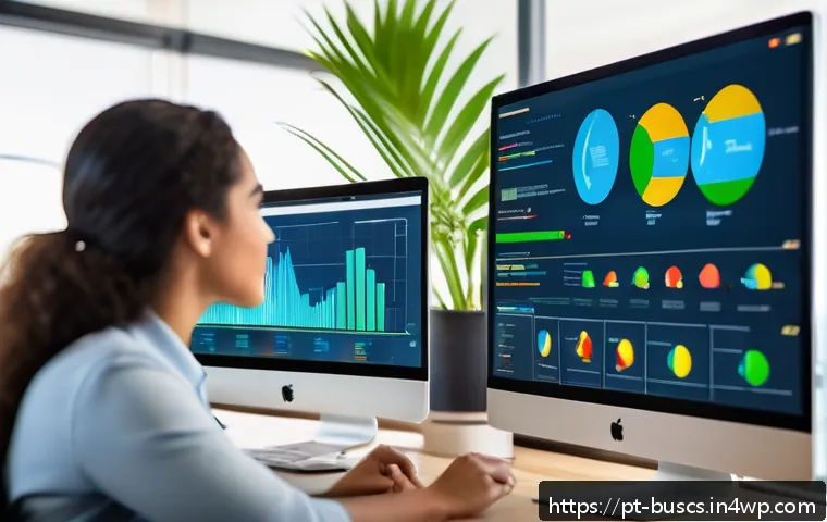인 미디어 비즈니스 성공 사례 분석 - A vibrant digital marketing office scene featuring a diverse Brazilian team of professionals analyzi...